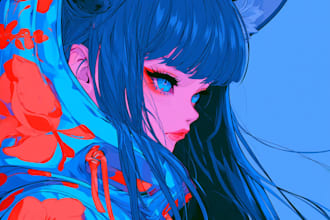 draw an anime illustration, character illustration