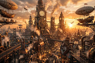 illustrate detailed fantasy cityscapes