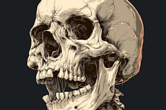 turn your skull concept into a professional illustration