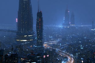do futuristic cyberpunk city landscape or sci fi concept