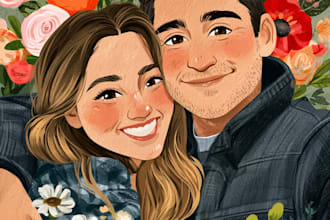 do couple caricature illustration for you