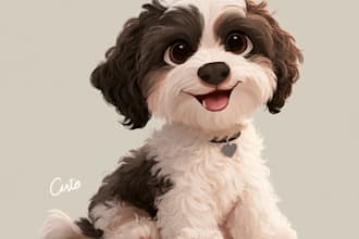 draw a cute disney style pet portrait