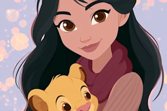 create a disney cartoon illustration