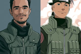 draw you in naruto anime manga style , pro