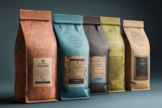 create a coffee bag, packaging and label sticker design