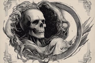 draw dark art illustration with engraving style