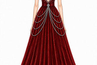 create a elegant luxury evening gown