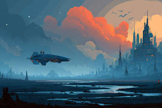 create stunning futuristic sci fi city concept art and environments