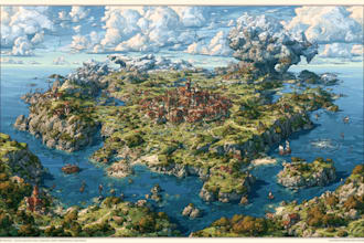 draw a fantasy map illustration