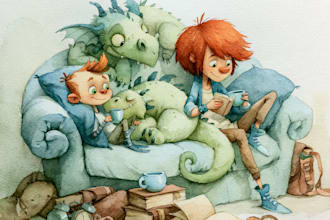 watercolor children book illustrations and children book illustration