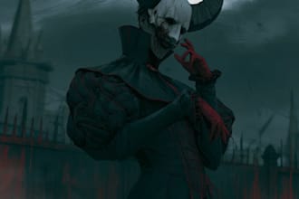 draw a detailed dark art rock gothic illustration
