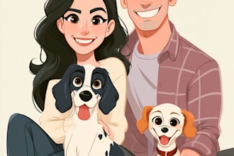 make a disney cartoon illustration
