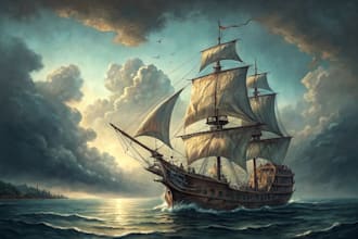 create ship oil painting of you idea
