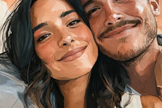 couple portrait wedding portrait illustration