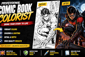 be your comic book colorist for cinematic colors lighting and mood