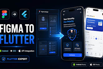 convert figma to flutter app with API integration for android and ios
