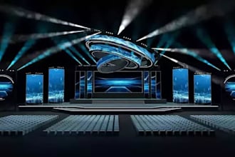 create 3d stage lighting render and custom stage design