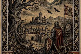 draw detailed woodcut, linocut, medieval style illustration