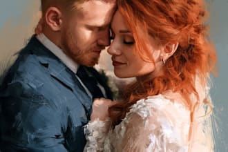 draw a couple portrait wedding portrait illustration