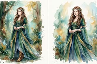 paint a fantasy beautiful watercolour portrait