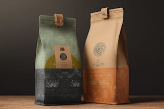 do premium coffee bag design and product label design