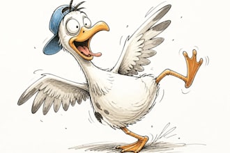 draw a cartoon character in a funny sketch