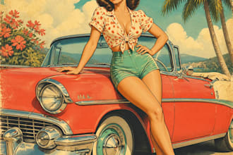 design pin up girl and pin up illustration