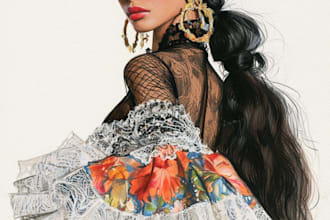 make gorgeous detailed fashion illustration and tech drawing