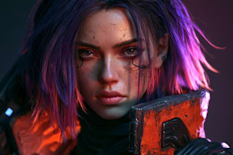 cyberpunk female character art