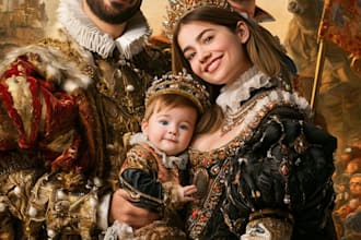 illustrate awesome royal couple portrait
