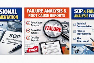 write sops, work instructions, and failure analysis reports