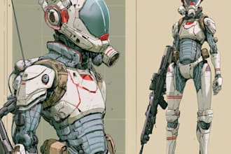 design futuristic robots, mecha and armored characters