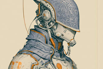 create detailed mecha robot character design