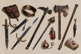 design creative concept art of weapons and items