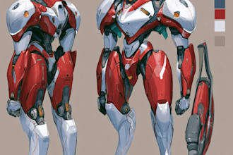 design a custom mecha robot character illustration