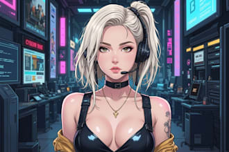 design anime character , cyberpunk character