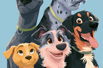make a cartoon pet portrait in disney style pet illustration