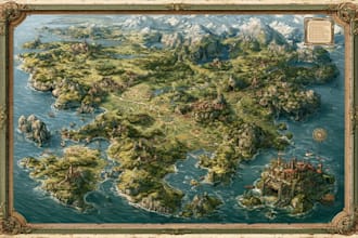 make fantasy map illustration for dnd, novels and games