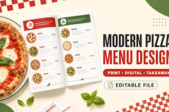 design a professional pizza menu, restaurant menu or digital menu board