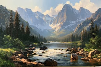 digitally oil painting landscape