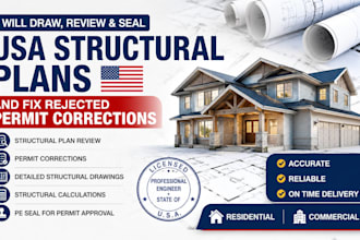 draw, review and seal USA structural plans and fix rejected permit corrections