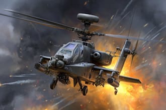 draw aircraft, airplane, helicopter into a vector cartoon