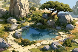 draw fantasy environment  landscape design