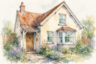 do an watercolor house portrait