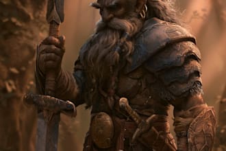 create a custom grimdark sci fi warrior character illustration