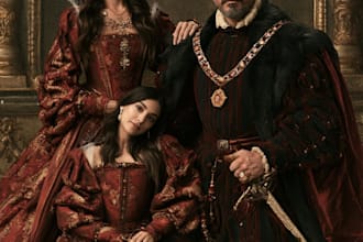 illustrate a romantic family royal couple portrait