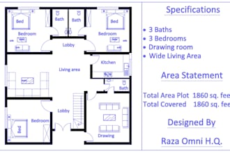 design autocad 2d floor plans and 3d house modeling
