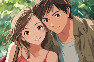 draw anime couple illustration