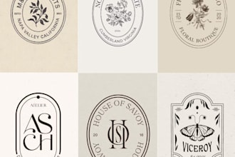 create a unique hand drawn botanical, photography or stamp logo