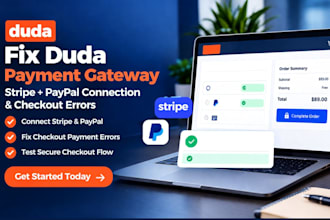 fix duda website stripe paypal payment gateway connection and checkout errors